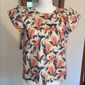 TCEC Orange and Blue Floral Blouse